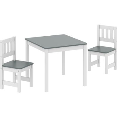 KELLANY Tavolo Per Bambini Con 2 Sedie, Set Di Sedute Per Bambini 3 Pezzi, Mobili Per Bambini, 56 X 52 X 48 Cm Grigio KELLANY Tavolo Per Bambini Con 2 Sedie, Set Di Sedute Per Bambini 3 Pezzi, Mobili Per Bambini, 56 X 52 X 48 Cm Grigio