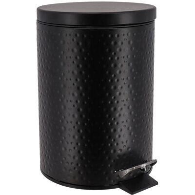 TENDANCE Cestino Dei Rifiuti In Metallo Con Effetto Martellato E Dispositivo Anticaduta Da 3 L - Nero - TENDANCE Cestino Dei Rifiuti In Metallo Con Effetto Martellato E Dispositivo Anticaduta Da 3 L - Nero -