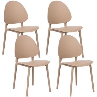 BELIANI Set Di 4 Sedie Da Pranzo In Plastica Per Interni Ed Esterni Senza Braccioli Beige Ceara BELIANI Set Di 4 Sedie Da Pranzo In Plastica Per Interni Ed Esterni Senza Braccioli Beige Ceara