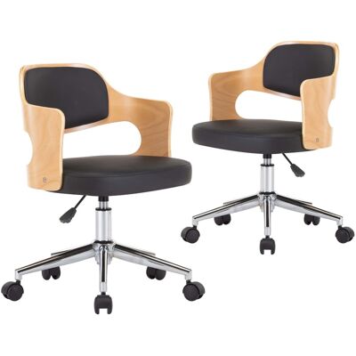 VIDAXL Sedie Da Pranzo Girevoli 2 Pz Nere In Legno Curvo E Similpelle VIDAXL Sedie Da Pranzo Girevoli 2 Pz Nere In Legno Curvo E Similpelle