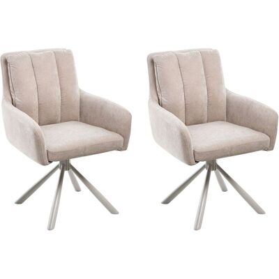 BELIANI Set Di 2 Sedie Girevoli Da Pranzo Moderne In Tessuto, Con Seduta Imbottita E Gambe In Metallo, Beige Sardoal BELIANI Set Di 2 Sedie Girevoli Da Pranzo Moderne In Tessuto, Con Seduta Imbottita E Gambe In Metallo, Beige Sardoal