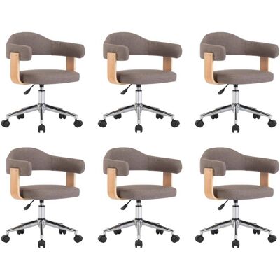 VIDAXL Sedie Da Pranzo Girevoli 6 Pz Grigio Talpa In Legno E Tessuto VIDAXL Sedie Da Pranzo Girevoli 6 Pz Grigio Talpa In Legno E Tessuto