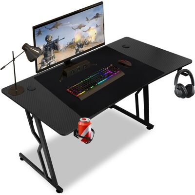 JIUBIAZ Swanew Scrivania Da Gioco 140 X 60 Cm, Scrivania Da Gioco Con Tappetino Per Mouse, Tavolo Da Gioco Per Pc In Fibra Di Carbonio Con Gancio Per Cuffie, Modello Base JIUBIAZ Swanew Scrivania Da Gioco 140 X 60 Cm, Scrivania Da Gioco Con Tappetino Per Mouse, Tavolo Da Gioco Per Pc In Fibra Di Carbonio Con Gancio Per Cuffie, Modello Base
