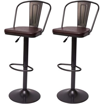 DÉCOSHOP26 2x Sgabelli Da Bar In Sintetico Marrone E Metallo Nero Stile Industriale Altezza Regolabile Tdb04053 DÉCOSHOP26 2x Sgabelli Da Bar In Sintetico Marrone E Metallo Nero Stile Industriale Altezza Regolabile Tdb04053