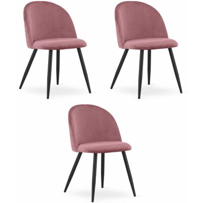 AKORD Sedia Bello - Velluto Rosa Scuro / Gambe Nere X 3 AKORD Sedia Bello - Velluto Rosa Scuro / Gambe Nere X 3