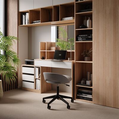 Vicco Scrivania Anja, Bianco/sonoma, 139.8 X 40 Cm Con Cassetti, Vicco Scrivania Anja, Bianco/sonoma, 139.8 X 40 Cm Con Cassetti,
