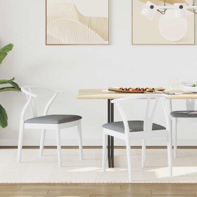 VIDAXL Sedia Da Pranzo 2 Pcs Bianco E Grigio Legno Di Gomma VIDAXL Sedia Da Pranzo 2 Pcs Bianco E Grigio Legno Di Gomma