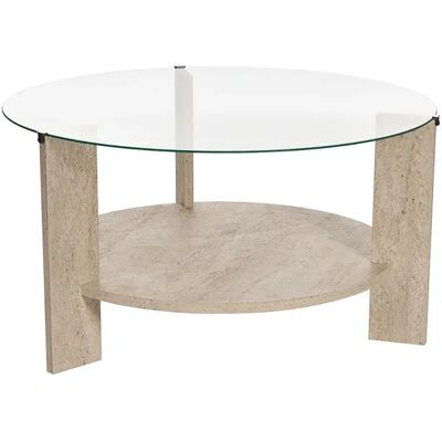 Unique Tavolino In Vetro Temperato Effetto Travertino Beige - Senira Unique Tavolino In Vetro Temperato Effetto Travertino Beige - Senira
