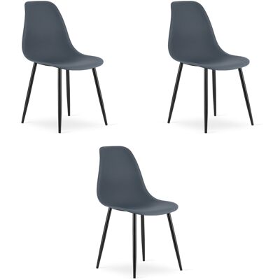 AKORD Sedia Wat Color Ardesia Scura / Gambe Nere X 3 AKORD Sedia Wat Color Ardesia Scura / Gambe Nere X 3