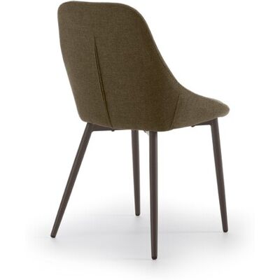 STONES Sedia Da Interni Kira Con Seduta In Tessuto Easy-clean Colore Marrone E Struttura In Metallo Verniciato Bronzo - Design Contemporaneo STONES Sedia Da Interni Kira Con Seduta In Tessuto Easy-clean Colore Marrone E Struttura In Metallo Verniciato Bronzo - Design Contemporaneo