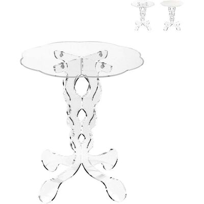 Multiplex Tavolino Alto Rotondo 36cm Da Salotto In Plexiglass Trasparente Arabesco Small - Trasparente Multiplex Tavolino Alto Rotondo 36cm Da Salotto In Plexiglass Trasparente Arabesco Small - Trasparente