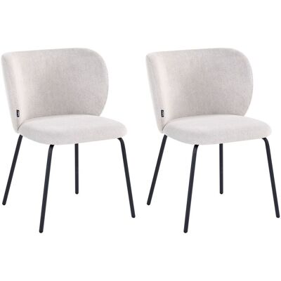 BELIANI Set Di 2 Sedie Imbottite Senza Braccioli Design Retrò Base In Metallo Bianco Sporco Calera BELIANI Set Di 2 Sedie Imbottite Senza Braccioli Design Retrò Base In Metallo Bianco Sporco Calera