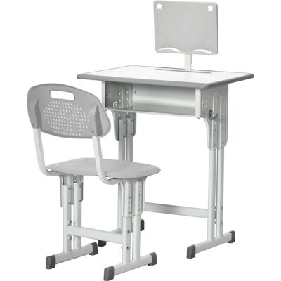 YULINLAND Scrivania Bambini Regolabile Con Sedia, Supporto Libro E Porta Penne, Grigio 60×45×102 Cm YULINLAND Scrivania Bambini Regolabile Con Sedia, Supporto Libro E Porta Penne, Grigio 60×45×102 Cm