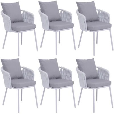 DÉCOSHOP26 Set Di 6 Sedie Da Pranzo Con Braccioli Struttura In Alluminio E Rivestimento In Tessuto Grigio Chiaro Intrecciato A Corda 040008723 DÉCOSHOP26 Set Di 6 Sedie Da Pranzo Con Braccioli Struttura In Alluminio E Rivestimento In Tessuto Grigio Chiaro Intrecciato A Corda 040008723