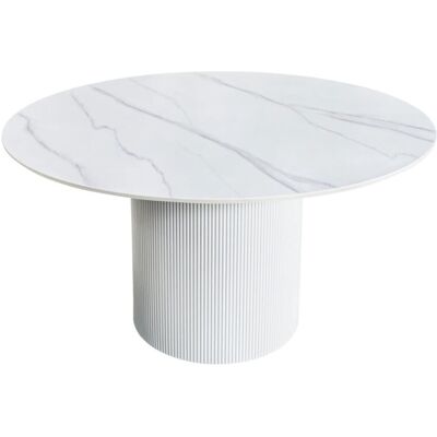 MEUBLORAMA Tavolo Da Pranzo Lumea – Rotondo 120 Cm – Effetto Marmo Bianco – Piede Centrale Largo – Stile Contemporaneo MEUBLORAMA Tavolo Da Pranzo Lumea – Rotondo 120 Cm – Effetto Marmo Bianco – Piede Centrale Largo – Stile Contemporaneo