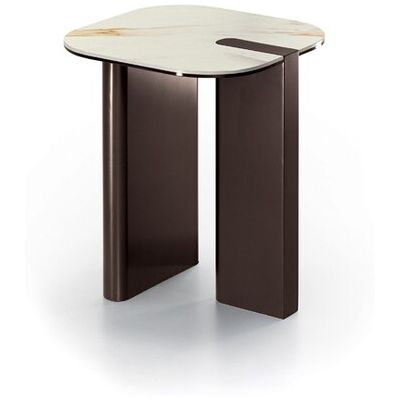 STONES Tavolino Key Moderno Con Top In Ceramica Su Vetro E Struttura In Metallo Verniciato Bronzo - Design Elegante 40x40 Cm - Om/507/mc STONES Tavolino Key Moderno Con Top In Ceramica Su Vetro E Struttura In Metallo Verniciato Bronzo - Design Elegante 40x40 Cm - Om/507/mc