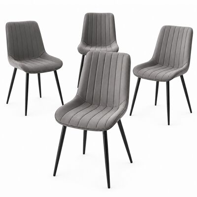 BAKAJI Set 4 Sedie Da Pranzo Grigio In Velluto Seduta Ergonomica E Struttura Acciaio BAKAJI Set 4 Sedie Da Pranzo Grigio In Velluto Seduta Ergonomica E Struttura Acciaio