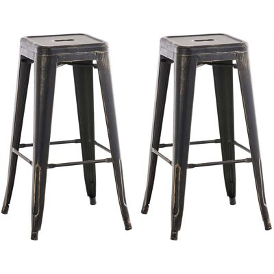 DÉCOSHOP26 Set Di 2 Sgabelli Da Bar In Metallo In Stile Industriale Con Poggiapiedi Vintage Oro Antico Nero Tdb10115 DÉCOSHOP26 Set Di 2 Sgabelli Da Bar In Metallo In Stile Industriale Con Poggiapiedi Vintage Oro Antico Nero Tdb10115