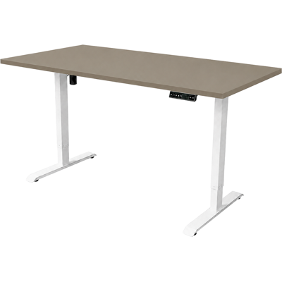 VIVOL Scrivania Regolabile Elettricamente - 160x80 Cm - Motore Singolo - Bianco / Taupe VIVOL Scrivania Regolabile Elettricamente - 160x80 Cm - Motore Singolo - Bianco / Taupe
