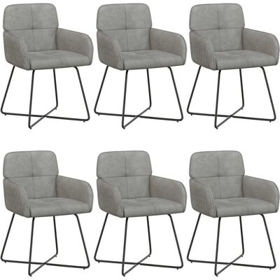 VIDAXL Sedie Da Pranzo 6 Pz Velluto Grigio Chiaro 59 X 56,5 X 86 Cm VIDAXL Sedie Da Pranzo 6 Pz Velluto Grigio Chiaro 59 X 56,5 X 86 Cm