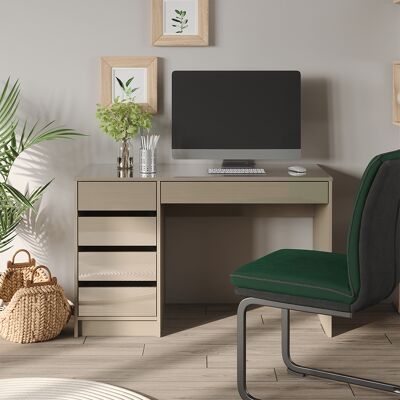 Vicco Scrivania Sherry, Grigio Lucido, 55 X 120 Cm Con Cassetti, Vicco Scrivania Sherry, Grigio Lucido, 55 X 120 Cm Con Cassetti,