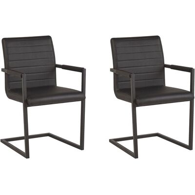 BELIANI Set Di 2 Sedie Da Conferenza Sbalzo In Ecopelle Imbottita Nera Stile Moderno Buford BELIANI Set Di 2 Sedie Da Conferenza Sbalzo In Ecopelle Imbottita Nera Stile Moderno Buford