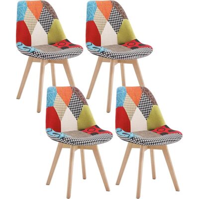 WOLTU Set Di 4 Sedie Da Pranzo Rivestito In Tessuto Di Lino, Patchwork WOLTU Set Di 4 Sedie Da Pranzo Rivestito In Tessuto Di Lino, Patchwork