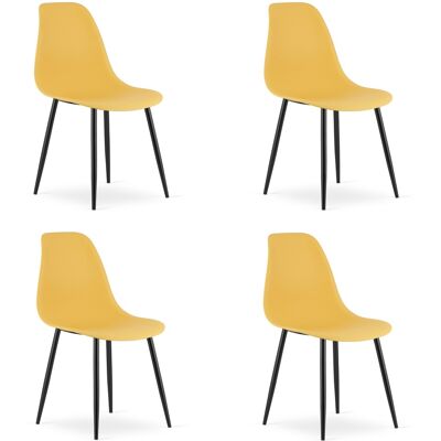 AKORD Sedia Wat Color Senape / Gambe Nere X 4 AKORD Sedia Wat Color Senape / Gambe Nere X 4
