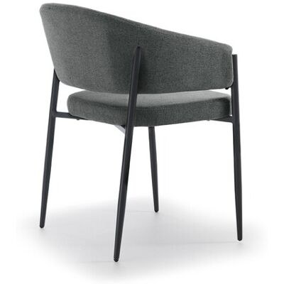 STONES Sedia Da Interni Maya Con Braccioli, Struttura In Metallo Antracite E Seduta In Tessuto Easy-clean Grigio Scuro - Design Elegante STONES Sedia Da Interni Maya Con Braccioli, Struttura In Metallo Antracite E Seduta In Tessuto Easy-clean Grigio Scuro - Design Elegante