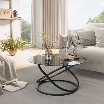 Vicco Tavolino Da Caffè Calgary, Nero Lucido, 79.5 X 46.5 Cm Con Superficie In Vetro, Vicco Tavolino Da Caffè Calgary, Nero Lucido, 79.5 X 46.5 Cm Con Superficie In Vetro,