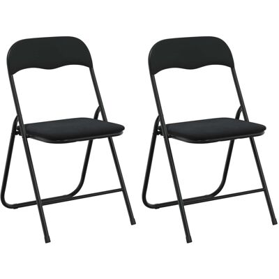 VIDAXL Sedia Pieghevole 2 Pz Velluto Nero 48 X 44 X 78 Cm VIDAXL Sedia Pieghevole 2 Pz Velluto Nero 48 X 44 X 78 Cm