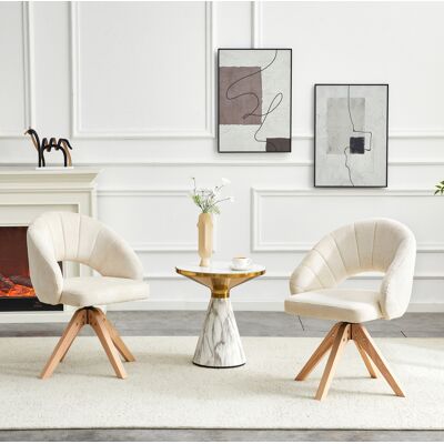BEAOK Sedia Da Pranzo Girevole In Tessuto E Legno Massello Bianca, 360° Silenziosa, Con Braccioli Integrati,46×49×84cm BEAOK Sedia Da Pranzo Girevole In Tessuto E Legno Massello Bianca, 360° Silenziosa, Con Braccioli Integrati,46×49×84cm