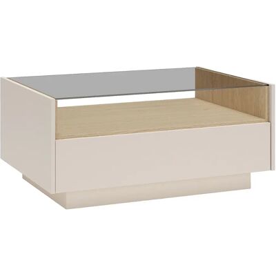 Unique Tavolino 2 Cassetti E 1 Nicchia Beige E Naturale Chiaro - Alivento Unique Tavolino 2 Cassetti E 1 Nicchia Beige E Naturale Chiaro - Alivento
