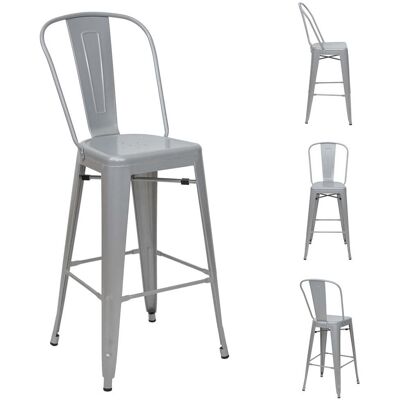 DÉCOSHOP26 Set Di 4 Sgabelli Da Bar Con Schienale Dal Design Industriale In Metallo Grigio Con Poggiapiedi 040000613 DÉCOSHOP26 Set Di 4 Sgabelli Da Bar Con Schienale Dal Design Industriale In Metallo Grigio Con Poggiapiedi 040000613