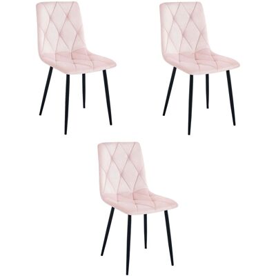 AKORD Sedia Libra - Velluto Rosa Chiaro / Gambe Nere X 3 AKORD Sedia Libra - Velluto Rosa Chiaro / Gambe Nere X 3