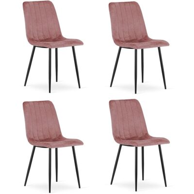 AKORD Sedia Lava - Velluto Rosa / Gambe Nere X 4 AKORD Sedia Lava - Velluto Rosa / Gambe Nere X 4