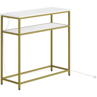 SOBUY Consolle Ingresso Oro Con Presa Integrata Tavolino Laterale Con Ripiano Portaoggetti Scrivania Compatta In Mdf Con Finitura Laccata 80×30×75 Cm Portata Massima 30 Kg Fsb106-e-g SOBUY Consolle Ingresso Oro Con Presa Integrata Tavolino Laterale Con Ripiano Portaoggetti Scrivania Compatta In Mdf Con Finitura Laccata 80×30×75 Cm Portata Massima 30 Kg Fsb106-e-g