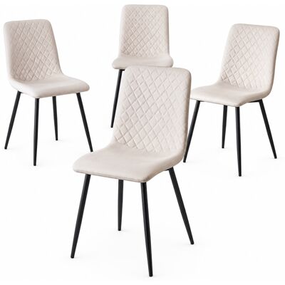 BAKAJI Set 4 Sedie Beige Con Rivestimento In Velluto E Piedi Neri Seduta Ergonomica BAKAJI Set 4 Sedie Beige Con Rivestimento In Velluto E Piedi Neri Seduta Ergonomica
