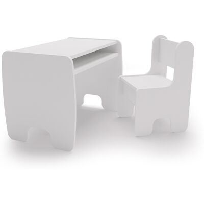 KENDRA HOME Set Tavolo E Sedia Per Bambini Timi In Legno Bianco KENDRA HOME Set Tavolo E Sedia Per Bambini Timi In Legno Bianco