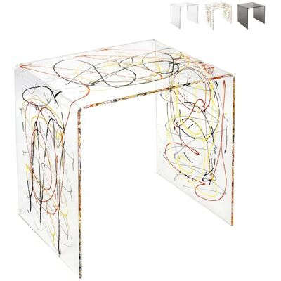 Multiplex Tavolino Da Salotto Moderno In Plexiglass Trasparente 50x40x50cm 80's Big - Trasparente Multicolor Multiplex Tavolino Da Salotto Moderno In Plexiglass Trasparente 50x40x50cm 80's Big - Trasparente Multicolor