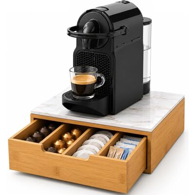 BAKAJI Portacapsule Piano Vetro Effetto Marmo Tortora Portacialde Organizer 31.5x30x10cm BAKAJI Portacapsule Piano Vetro Effetto Marmo Tortora Portacialde Organizer 31.5x30x10cm