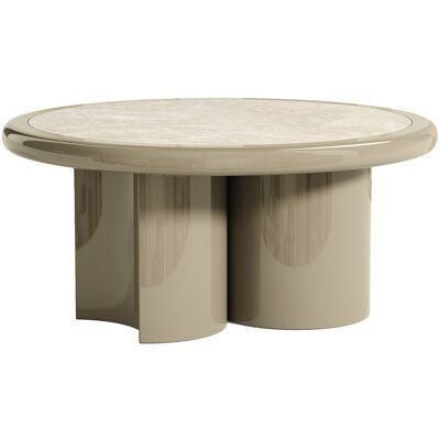 Unique Tavolino In Marmo E Md Beige E Talpa Laccato - Dirama Unique Tavolino In Marmo E Md Beige E Talpa Laccato - Dirama