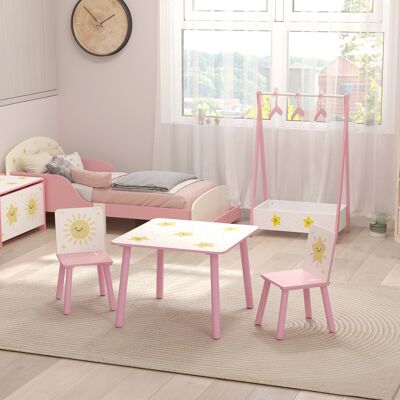 PZCC Tavolo Per Bambini Con Sedia, Set Composto Da Tavolo In Legno E 2 Sedie Per Bambini, Motivo A Stelle, 60 X 60 X 44 Cm, Rosa PZCC Tavolo Per Bambini Con Sedia, Set Composto Da Tavolo In Legno E 2 Sedie Per Bambini, Motivo A Stelle, 60 X 60 X 44 Cm, Rosa