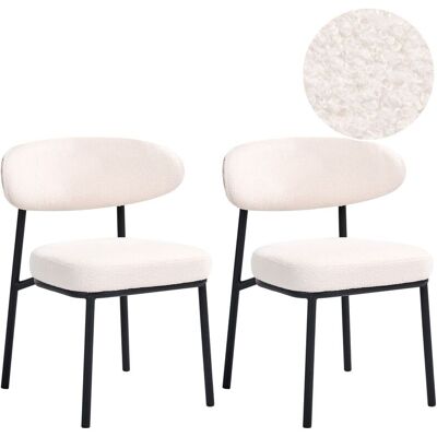 BELIANI Set Di 2 Sedie Da Pranzo Boucle Con Gambe In Ferro Nero Senza Braccioli Design Minimalista Moderno Bianco Sporco Winton BELIANI Set Di 2 Sedie Da Pranzo Boucle Con Gambe In Ferro Nero Senza Braccioli Design Minimalista Moderno Bianco Sporco Winton