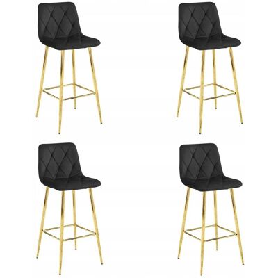 AKORD Sgabello Nado - Velluto Nero / Gambe Dorate X 4 AKORD Sgabello Nado - Velluto Nero / Gambe Dorate X 4
