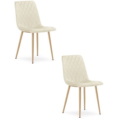 AKORD Sedia Turin - Velluto Beige Chiaro / Gambe Color Legno X 2 AKORD Sedia Turin - Velluto Beige Chiaro / Gambe Color Legno X 2