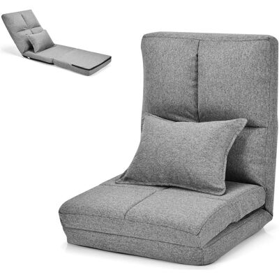 COSTWAY - Sedia Pieghevole Da Pavimento Portatile, Cuscino Da Seduta Cuscino Per La Schiena, Poltrona Relax (grigio) COSTWAY - Sedia Pieghevole Da Pavimento Portatile, Cuscino Da Seduta Cuscino Per La Schiena, Poltrona Relax (grigio)