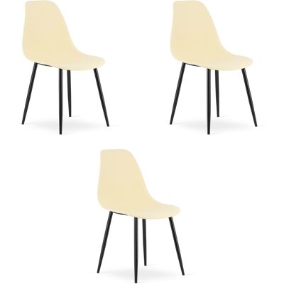 AKORD Sedia Wat Color Crema / Gambe Nere X 3 AKORD Sedia Wat Color Crema / Gambe Nere X 3