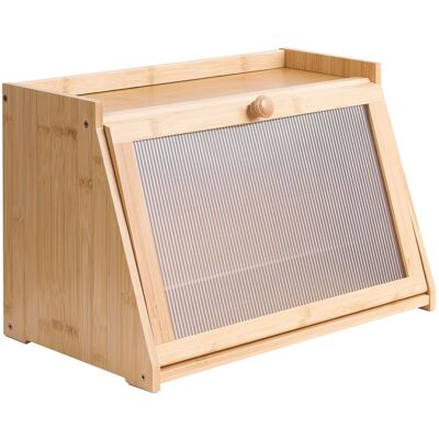 BELIANI Portapane Decorativo In Bambù Con Pannello Scanalato 41 X 25 X 25 Cm Marrone Chiaro Farine BELIANI Portapane Decorativo In Bambù Con Pannello Scanalato 41 X 25 X 25 Cm Marrone Chiaro Farine