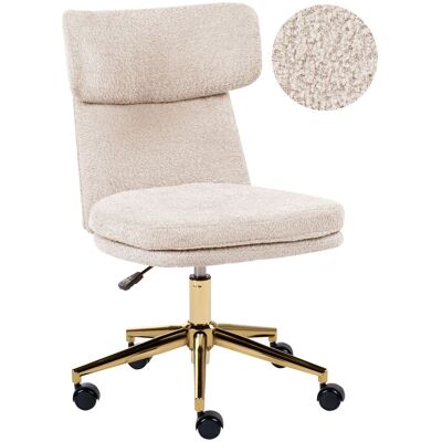BELIANI Sedia Da Ufficio Imbottita Boucle Senza Braccioli Completamente Girevole Con Regolazione Dell'altezza Del Sedile Beige Chiaro Granby BELIANI Sedia Da Ufficio Imbottita Boucle Senza Braccioli Completamente Girevole Con Regolazione Dell'altezza Del Sedile Beige Chiaro Granby